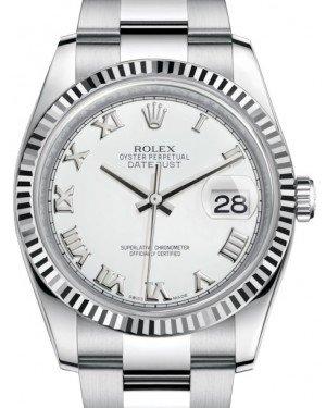 noget sanger Underholdning Rolex Datejust 36 White Gold/Steel White Roman Dial & Fluted Bezel Oys – NY  WATCH LAB