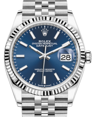 Rolex Datejust 36mm White Gold/Steel Blue Index Dial & Fluted Bezel Jubilee Bracelet 126234 - NEW