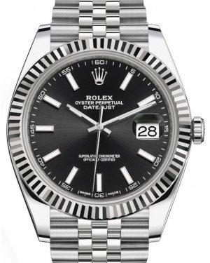 Rolex Datejust 41mm Fluted Black Index Dial Jubilee 126334 New