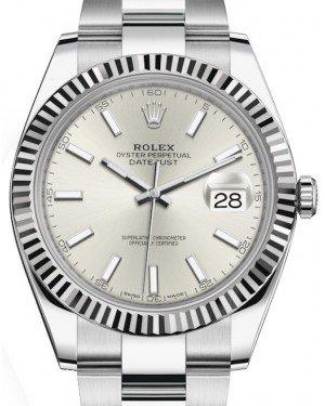 Rolex Datejust 41 White Gold/Steel Silver Index Dial Fluted Bezel