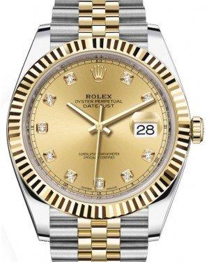 Rolex Datejust 41 Yellow Gold/Steel Champagne Diamond Dial Fluted