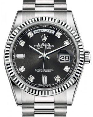 mund pension Preference Rolex Day-Date 36 White Gold Black Diamond Dial & Fluted Bezel Preside – NY  WATCH LAB