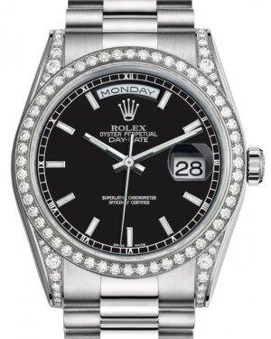 Rolex Day-Date 36 White Gold Black Index Dial Diamond Set Case