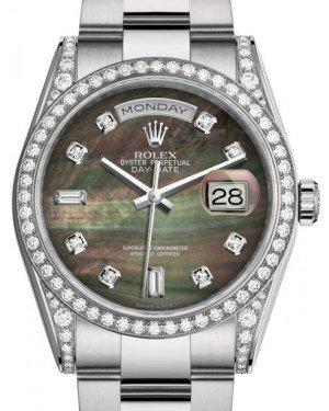 Rolex Day-Date 36 White Gold Black Mother of Pearl Diamond Dial