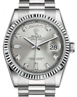 Rolex Day-Date 36 Gold Silver Diamond Fluted Presid – NY WATCH LAB