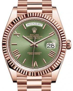 Rolex Datejust 28 Steel and Rose Gold Smooth Bezel Olive Green