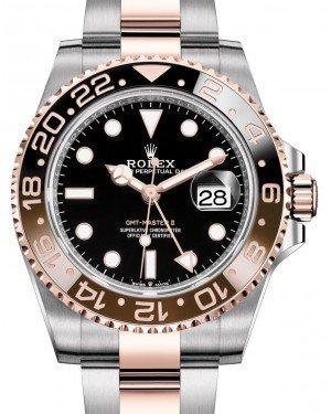 Rolex GMT Master II Root Beer Rose Gold/Steel Black Dial Black