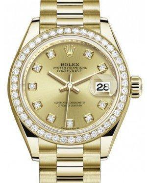 Rolex Lady Datejust 28 Yellow Gold Champagne Diamond Dial & Fluted