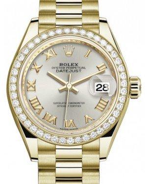 aflevere Emotion flare Rolex Lady Datejust 28 Yellow Gold Silver Roman Dial & Diamond Bezel P – NY  WATCH LAB