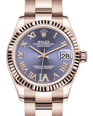 Rolex Lady-Datejust 31 Rose Gold Aubergine Roman Diamond VI Dial & Fluted Bezel Oyster Bracelet 278275
