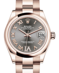 Rolex Lady-Datejust 31 Rose Gold Rhodium Roman Diamond VI Dial & Smooth Domed Bezel Oyster Bracelet 278275
