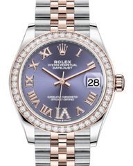 Rolex Lady-Datejust 31 Rose Gold/Steel Aubergine Roman Diamond VI Dial & Diamond Bezel Jubilee Bracelet 278381RBR