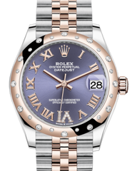 Rolex Lady-Datejust 31 Rose Gold/Steel Aubergine Roman Diamond VI Dial & Domed Set with Diamonds Bezel Jubilee Bracelet 278341RBR