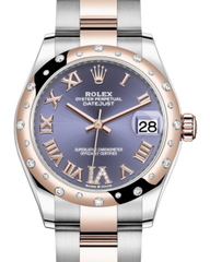 Rolex Lady-Datejust 31 Rose Gold/Steel Aubergine Roman Diamond VI Dial & Domed Set with Diamonds Bezel Oyster Bracelet 278341RBR