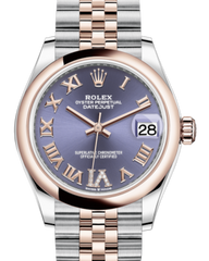 Rolex Lady-Datejust 31 Rose Gold/Steel Aubergine Roman Diamond VI Dial & Smooth Domed Bezel Jubilee Bracelet 278241 - Fresh - NY WATCH LAB
