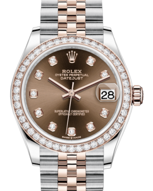 Rolex Lady-Datejust 31 Rose Gold/Steel Chocolate Diamond Dial & Diamond Bezel Jubilee Bracelet 278381RBR