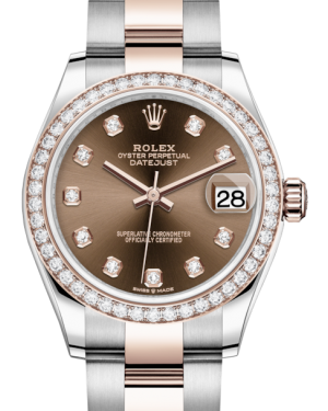 Rolex Lady-Datejust 31 Rose Gold/Steel Chocolate Diamond Dial & Diamond Bezel Oyster Bracelet 278381RBR