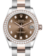 Rolex Lady-Datejust 31 Rose Gold/Steel Chocolate Diamond Dial & Diamond Bezel Oyster Bracelet 278381RBR