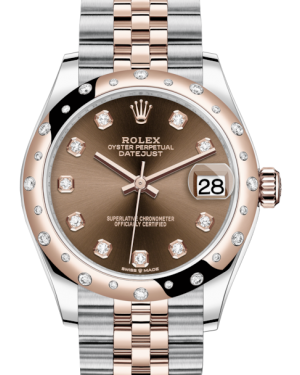 Rolex Lady-Datejust 31 Rose Gold/Steel Chocolate Diamond Dial & Domed Set with Diamonds Bezel Jubilee Bracelet 278341RBR
