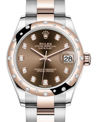 Rolex Lady-Datejust 31 Rose Gold/Steel Chocolate Diamond Dial & Domed Set with Diamonds Bezel Oyster Bracelet 278341RBR