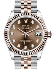 Rolex Lady-Datejust 31 Rose Gold/Steel Chocolate Diamond Dial & Fluted Bezel Jubilee Bracelet 278271 - Fresh - NY WATCH LAB