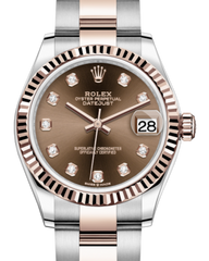 Rolex Lady-Datejust 31 Rose Gold/Steel Chocolate Diamond Dial & Fluted Bezel Oyster Bracelet 278271 - Fresh - NY WATCH LAB