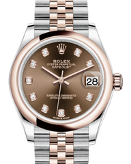 Rolex Lady-Datejust 31 Rose Gold/Steel Chocolate Diamond Dial & Smooth Domed Bezel Jubilee Bracelet 278241 - Fresh - NY WATCH LAB