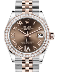 Rolex Lady-Datejust 31 Rose Gold/Steel Chocolate Roman Diamond VI Dial & Diamond Bezel Jubilee Bracelet 278381RBR
