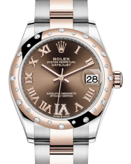 Rolex Lady-Datejust 31 Rose Gold/Steel Chocolate Roman Diamond VI Dial & Domed Set with Diamonds Bezel Oyster Bracelet 278341RBR