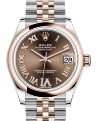 Rolex Lady-Datejust 31 Rose Gold/Steel Chocolate Roman Diamond VI Dial & Smooth Domed Bezel Jubilee Bracelet 278241 - Fresh - NY WATCH LAB
