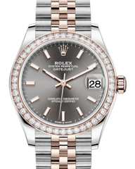 Rolex Lady-Datejust 31 Rose Gold/Steel Rhodium Index Dial & Diamond Bezel Jubilee Bracelet 278381RBR
