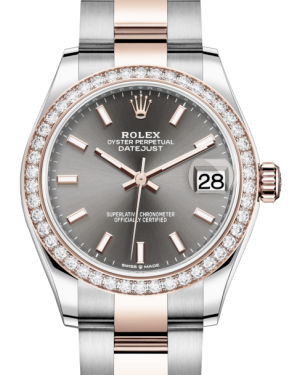 Rolex Lady-Datejust 31 Rose Gold/Steel Rhodium Index Dial & Diamond Bezel Oyster Bracelet 278381RBR