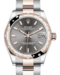 Rolex Lady-Datejust 31 Rose Gold/Steel Rhodium Index Dial & Domed Set with Diamonds Bezel Oyster Bracelet 278341RBR - Fresh - NY WATCH LAB