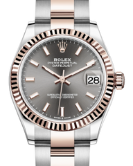 Rolex Lady-Datejust 31 Rose Gold/Steel Rhodium Index Dial & Fluted Bezel Oyster Bracelet 278271 - Fresh - NY WATCH LAB