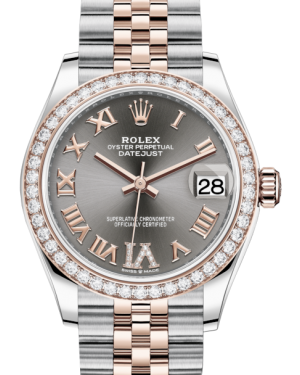 Rolex Lady-Datejust 31 Rose Gold/Steel Rhodium Roman Diamond VI Dial & Diamond Bezel Jubilee Bracelet 278381RBR