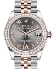 Rolex Lady-Datejust 31 Rose Gold/Steel Rhodium Roman Diamond VI Dial & Diamond Bezel Jubilee Bracelet 278381RBR