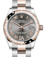 Rolex Lady-Datejust 31 Rose Gold/Steel Rhodium Roman Diamond VI Dial & Domed Set with Diamonds Bezel Oyster Bracelet 278341RBR