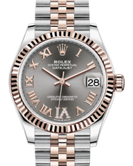 Rolex Lady-Datejust 31 Rose Gold/Steel Rhodium Roman Diamond VI Dial & Fluted Bezel Jubilee Bracelet 278271 - Fresh - NY WATCH LAB