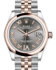 Rolex Lady-Datejust 31 Rose Gold/Steel Rhodium Roman Diamond VI Dial & Smooth Domed Bezel Jubilee Bracelet 278241 - Fresh - NY WATCH LAB