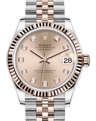 Rolex Lady-Datejust 31 Rose Gold/Steel Rose Diamond Dial & Fluted Bezel Jubilee Bracelet 278271 - Fresh - NY WATCH LAB