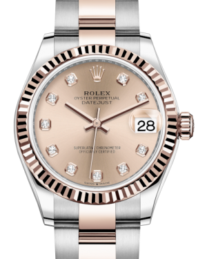 Rolex Lady-Datejust 31 Rose Gold/Steel Rose Diamond Dial & Fluted Bezel Oyster Bracelet 278271 - Fresh - NY WATCH LAB