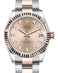 Rolex Lady-Datejust 31 Rose Gold/Steel Rose Diamond Dial & Fluted Bezel Oyster Bracelet 278271 - Fresh - NY WATCH LAB
