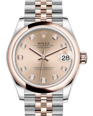 Rolex Lady-Datejust 31 Rose Gold/Steel Rose Diamond Dial & Smooth Domed Bezel Jubilee Bracelet 278241 - Fresh - NY WATCH LAB