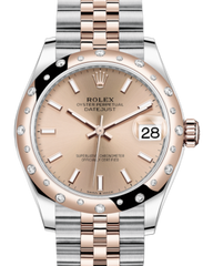 Rolex Lady-Datejust 31 Rose Gold/Steel Rose Index Dial & Domed Set with Diamonds Bezel Jubilee Bracelet 278341RBR - Fresh - NY WATCH LAB