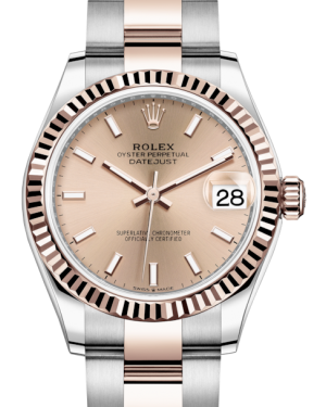 Rolex Lady-Datejust 31 Rose Gold/Steel Rose Index Dial & Fluted Bezel Oyster Bracelet 278271 - Fresh - NY WATCH LAB
