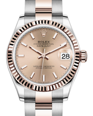 Rolex Lady-Datejust 31 Rose Gold/Steel Rose Index Dial & Fluted Bezel Oyster Bracelet 278271 - Fresh - NY WATCH LAB