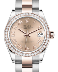 Rolex Lady-Datejust 31 Rose Gold/Steel Rose Roman Dial & Diamond Bezel Oyster Bracelet 278381RBR