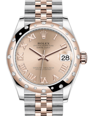 Rolex Lady-Datejust 31 Rose Gold/Steel Rose Roman Dial & Domed Set with Diamonds Bezel Jubilee Bracelet 278341RBR - Fresh - NY WATCH LAB