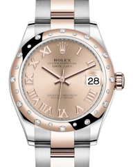 Rolex Lady-Datejust 31 Rose Gold/Steel Rose Roman Dial & Domed Set with Diamonds Bezel Oyster Bracelet 278341RBR - Fresh - NY WATCH LAB