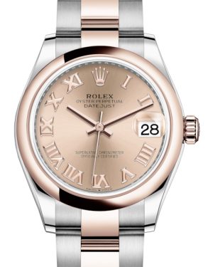 Rolex Lady-Datejust 31 Rose Gold/Steel Rose Roman Dial & Smooth Domed Bezel Oyster Bracelet 278241 - Fresh - NY WATCH LAB